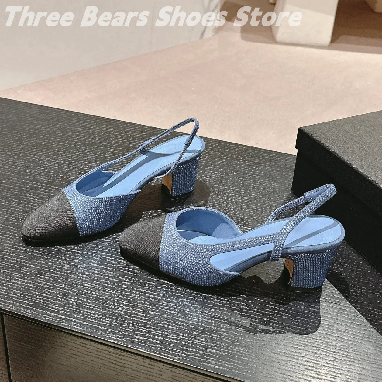 Crystal Mixed Colors Almond Shaped Toes Sling Back Zapatos Mujer Sheepskin Shallow Stiletto Heels Slip-on Woman Sandals 34-42