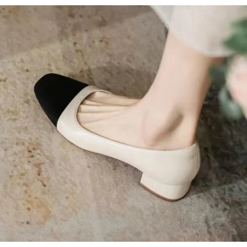 New Leather Women's Heeled Single Shoes Sandals Thick Heel Chaussure Femme Zapatos Mujer Sandalias Sapatos Pumps Formal Shoes