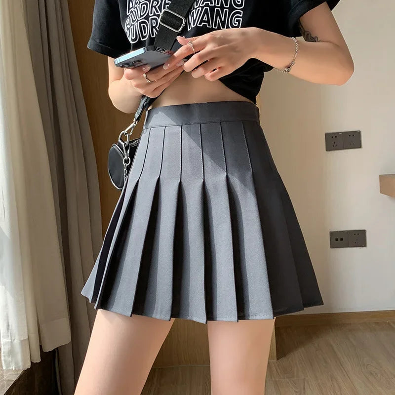 100-crotch Women Spring Summer Jk White A- crotch High-waist Short Skirt Autumn Winter Plaid Half-skirt
