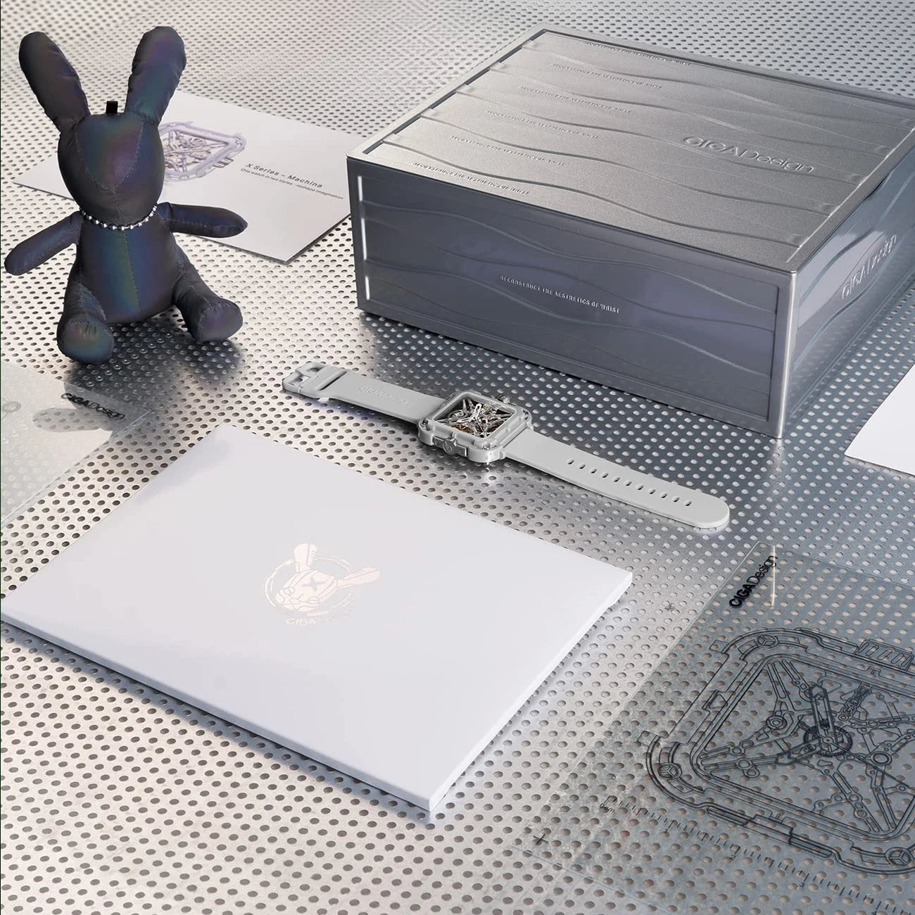 CIGA Design X Series Automatic Movement Couple Watches for Men Women White Ceramic Luminous Skeleton Mechanical Wristwatches