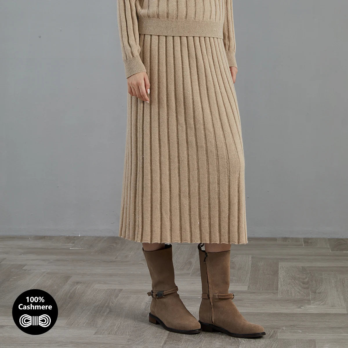 BC725 Women's Pure Cashmere Midi Skirt High Quality Luxury Brand Autumn Winter Fashion Elegant Clothing for Ladies