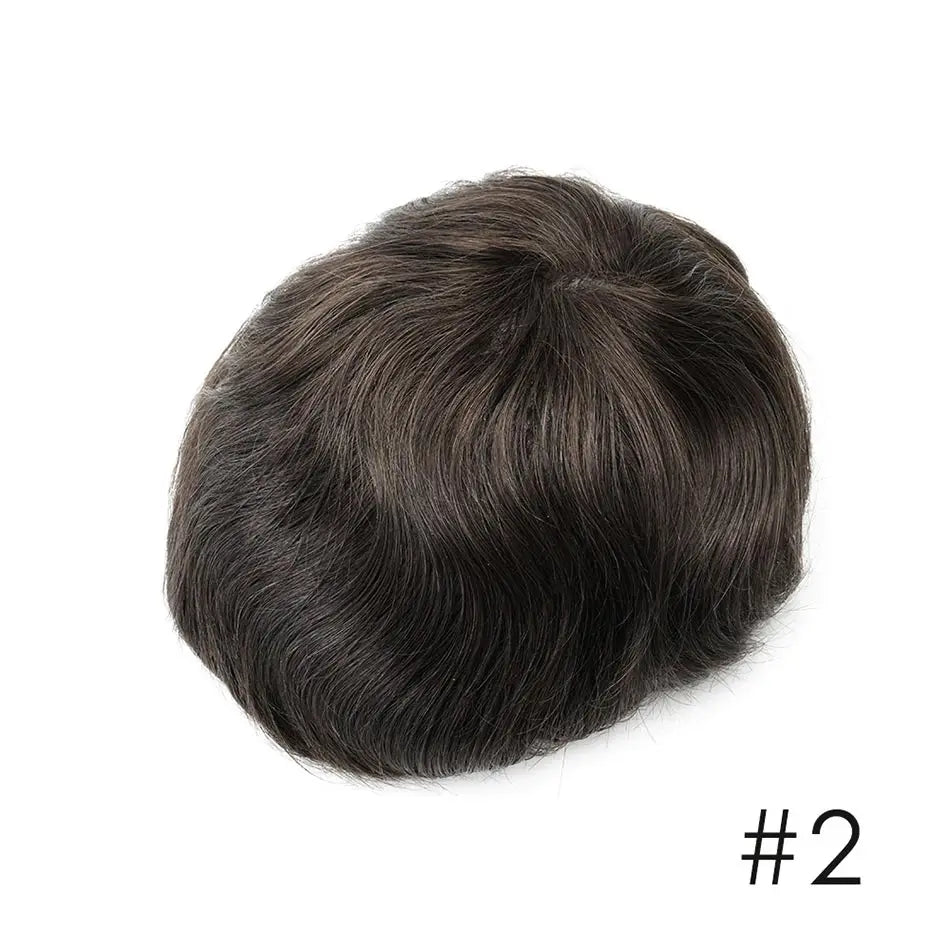 100% Natural Human Hair Toupee Men Wig Systems Unique Design Mono & Pu Breathable For Male Hair Prosthesis Free Shipping