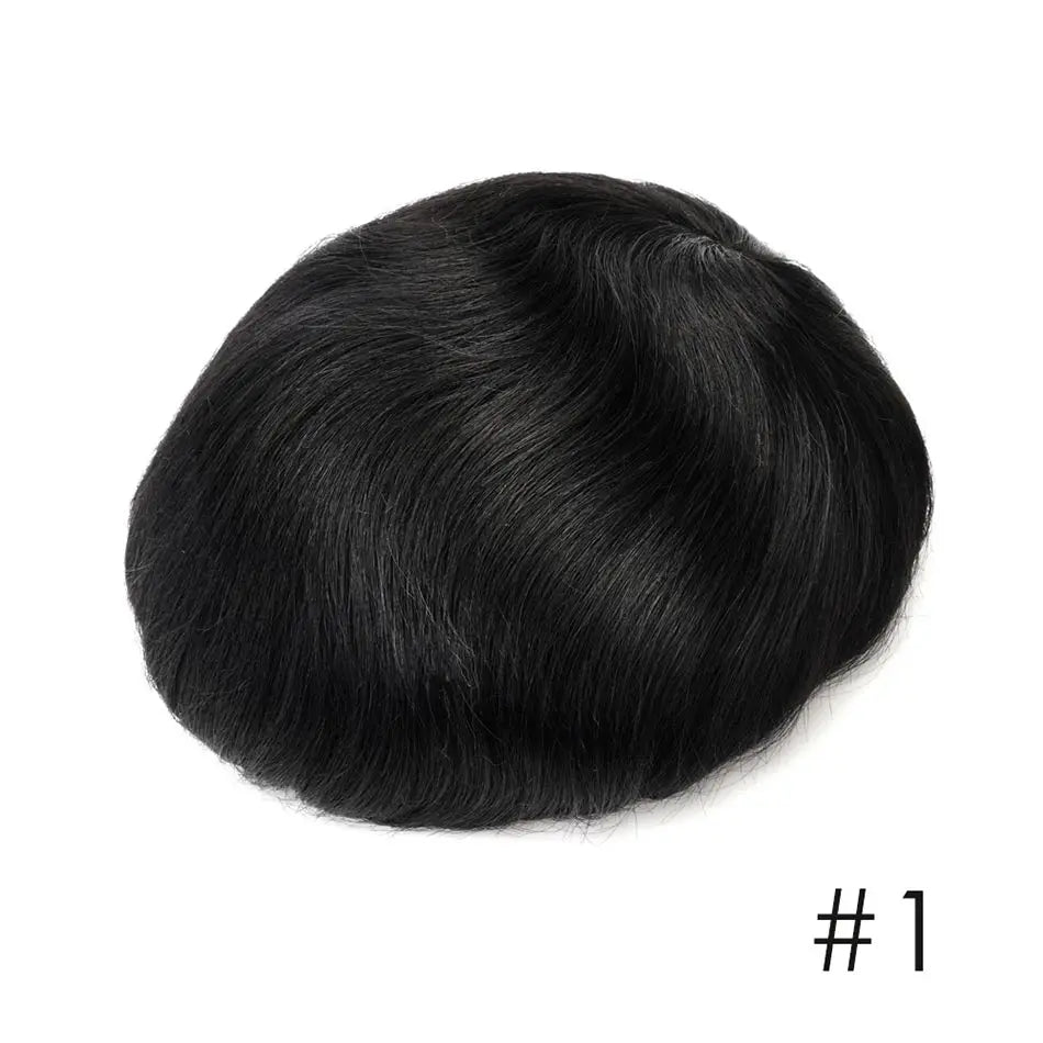 100% Natural Human Hair Toupee Men Wig Systems Unique Design Mono & Pu Breathable For Male Hair Prosthesis Free Shipping