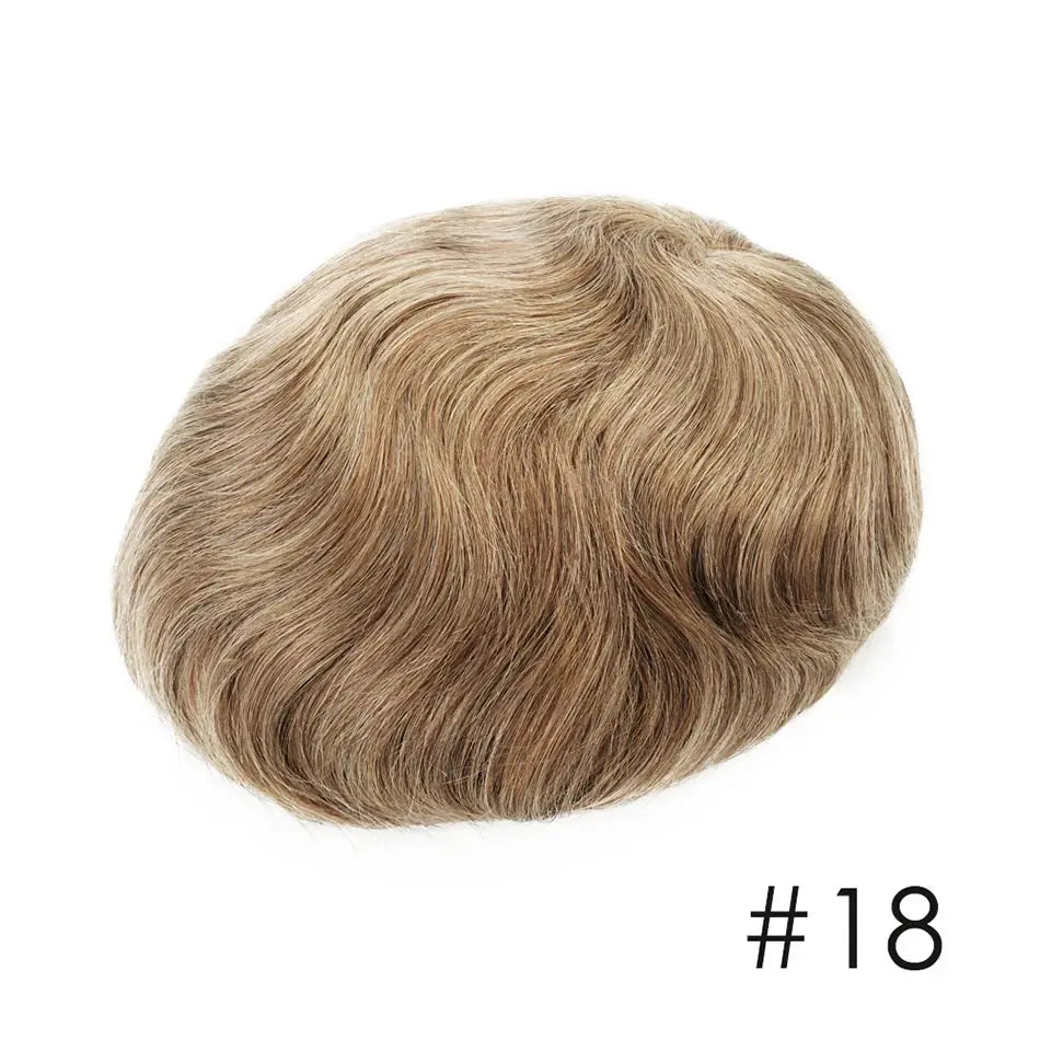 100% Natural Human Hair Toupee Men Wig Systems Unique Design Mono & Pu Breathable For Male Hair Prosthesis Free Shipping