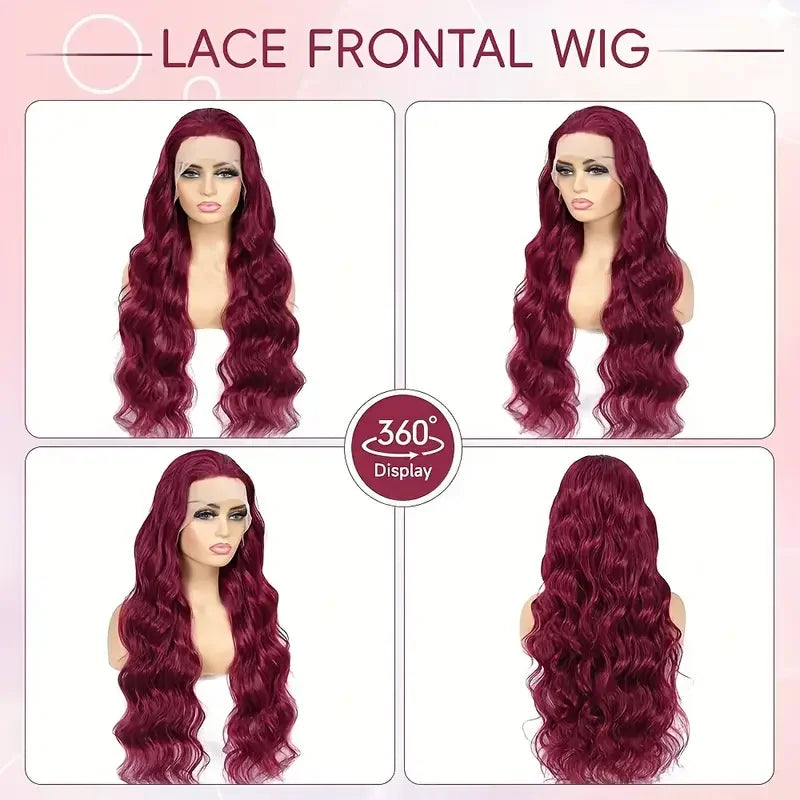 99J Burgundy Lace Frontal Wig 13x6 Body Wave Lace Front Wig HD Transparent Lace Frontal Wig Human Hair Pre Plucked 99j Red Color