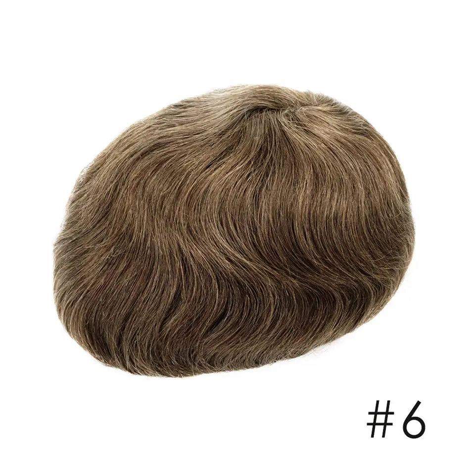 100% Natural Human Hair Toupee Men Wig Systems Unique Design Mono & Pu Breathable For Male Hair Prosthesis Free Shipping