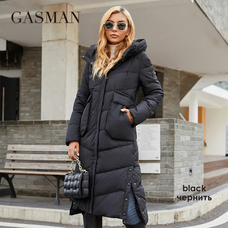 GASMAN 2022 Women's winter jacket fashion long Big pocket Coat women brand high-quality parka windproof warm down jackets 21362