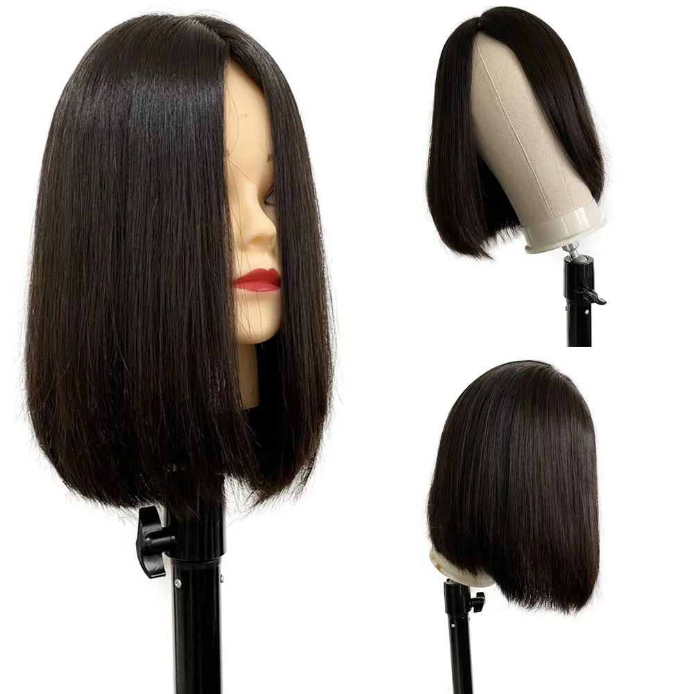 Virgin European Human Hair Jewish Wig Silk Top Straight Bob Wig Kosher Sheitel Same Hair Length Silk Top None Lace Wig For Women