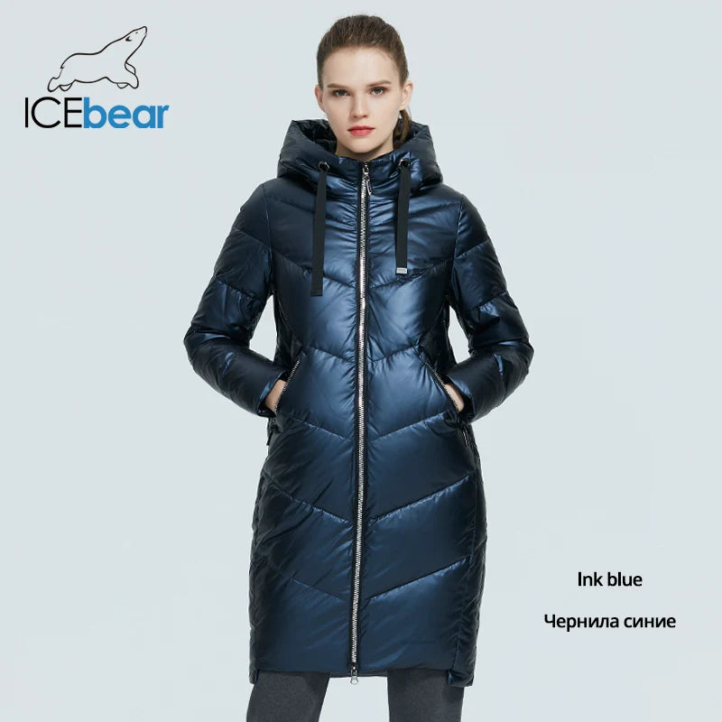 ICEbear 2023 new hooded winter women's  jacket fashion casual slim long warm cotton coat brand ladies parkas GWD20302D