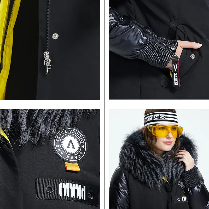Astrid 2022 Winter new arrival women down jacket with a fur collar fashion style with a hood long winter coat women AR-3022