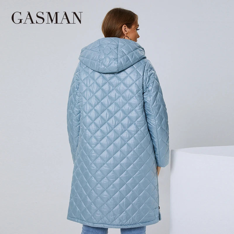 GASMAN 2022 Women's Autumn Winter jacket Fashion XL-5XL long High street parka Furry lining high quality Brand coat woman 81121