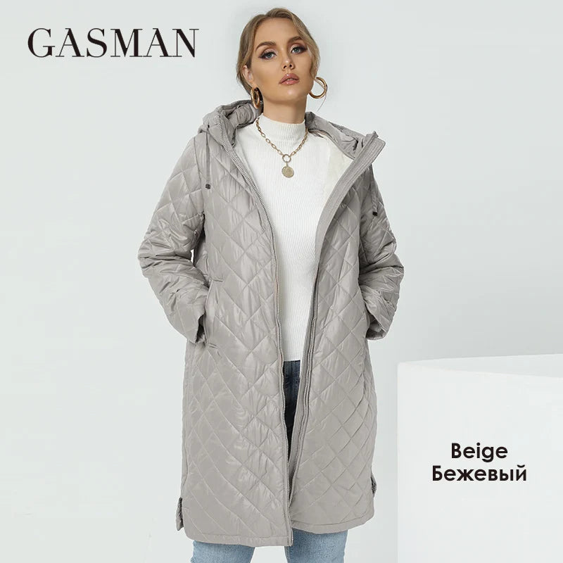 GASMAN 2022 Women's Autumn Winter jacket Fashion XL-5XL long High street parka Furry lining high quality Brand coat woman 81121
