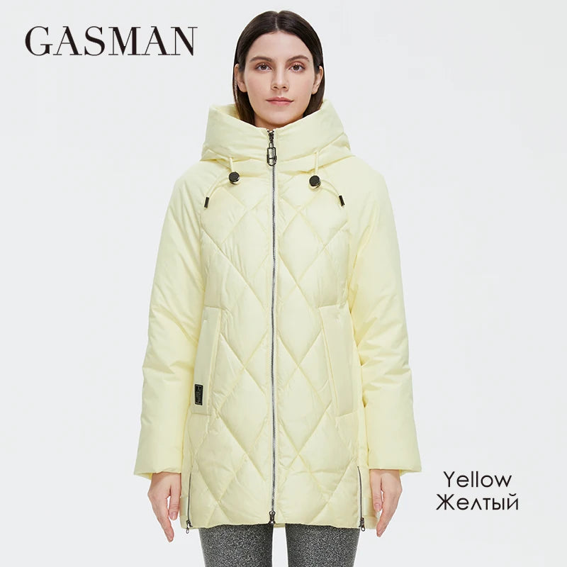GASMAN 2022 Winter down jacket collection Fashion Solid Stand-up collar Women Coat Elegance Hooded Women's jackets 8198