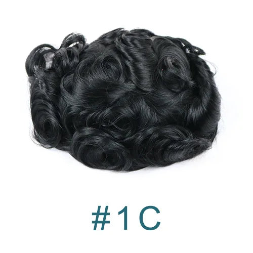 80%Density 0.02mm HD Poly Thin Skin Grey 220# 610# Invisible Natural Hairline Blonde Men Toupee Full Vioop Human Hair Prosthesis