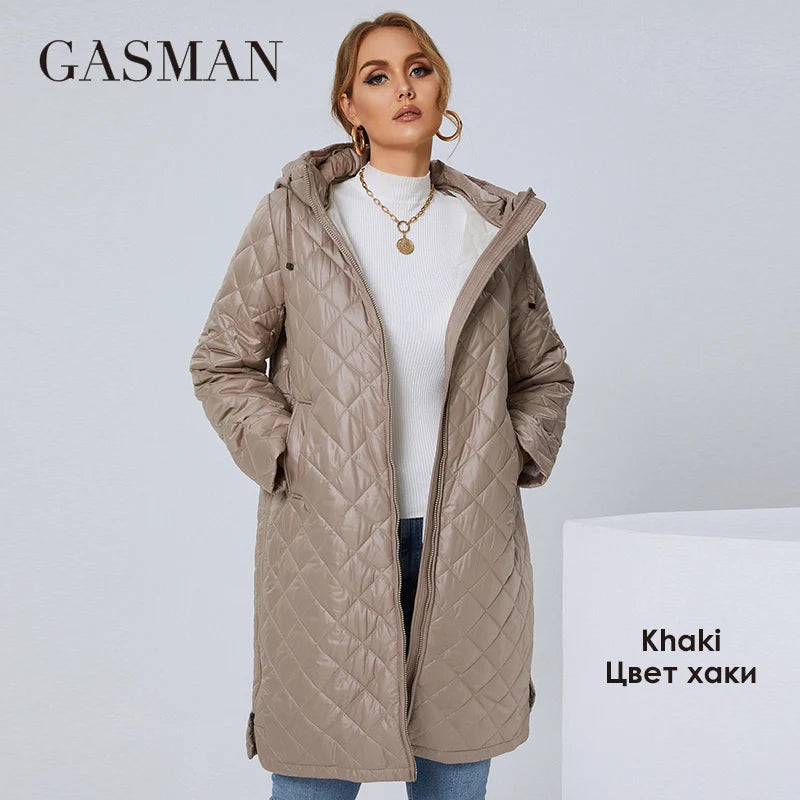 GASMAN 2022 Women's Autumn Winter jacket Fashion XL-5XL long High street parka Furry lining high quality Brand coat woman 81121