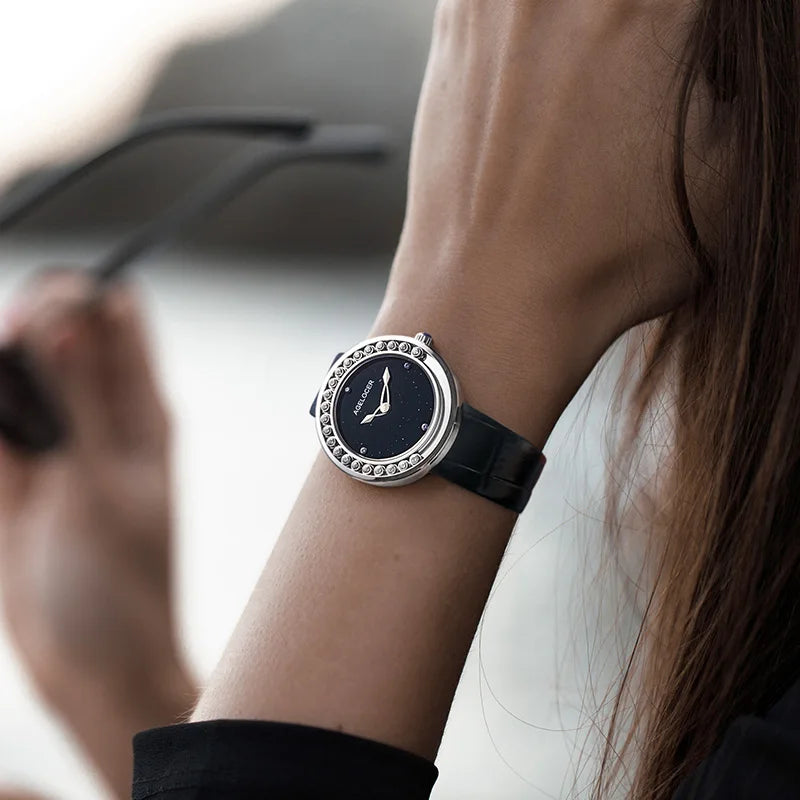 AGELOCER Original Baikal Watch Diamond Women's Quartz Luxury Diamond Watch Birthday Gift for Women