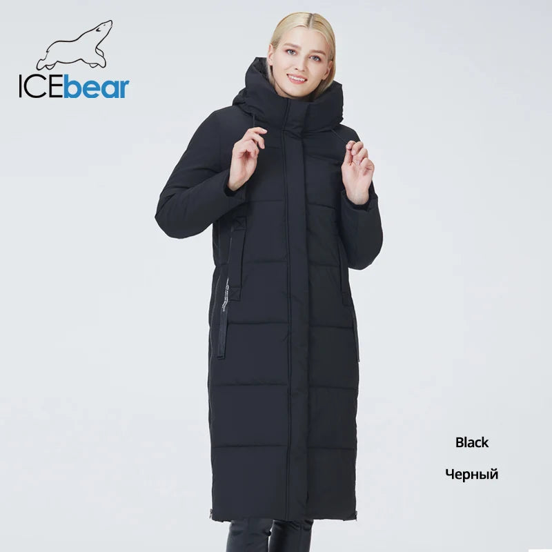 ICEbear-Long Hooded Jacket for Women, Fashionable Clothing, Winter Coat, GWD22580D, 2023 New