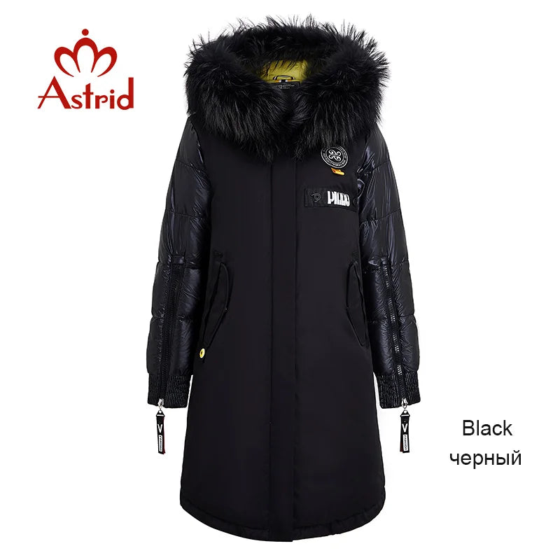 Astrid 2022 Winter new arrival women down jacket with a fur collar fashion style with a hood long winter coat women AR-3022