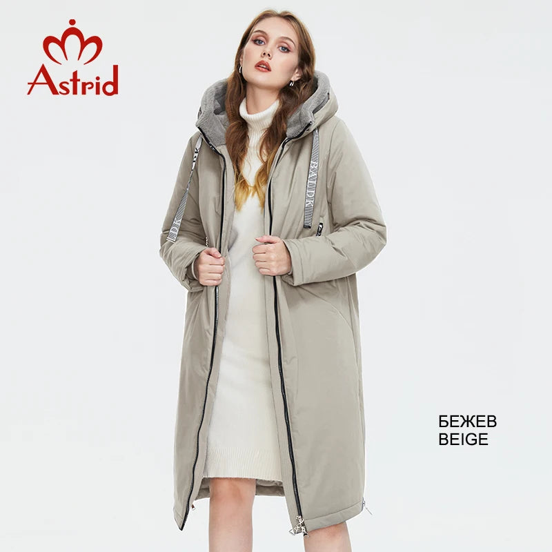 Astrid Women's winter parka Long Casual Hooded fur mink down Minimalist style jackets for women coat plus size parkas  AT-10089
