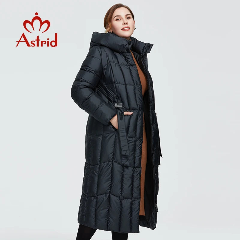 Astrid 2022 New Winter Women's coat women long warm parka Plaid fashion thick Jacket hooded large sizes female clothing 9546