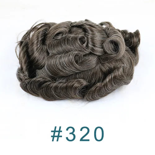 80%Density 0.02mm HD Poly Thin Skin Grey 220# 610# Invisible Natural Hairline Blonde Men Toupee Full Vioop Human Hair Prosthesis