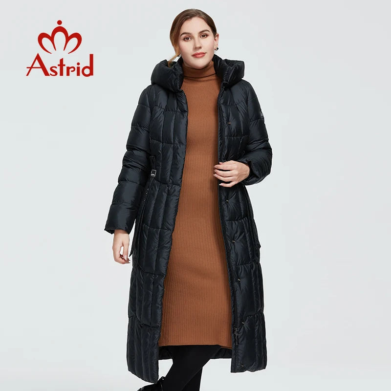 Astrid 2022 New Winter Women's coat women long warm parka Plaid fashion thick Jacket hooded large sizes female clothing 9546