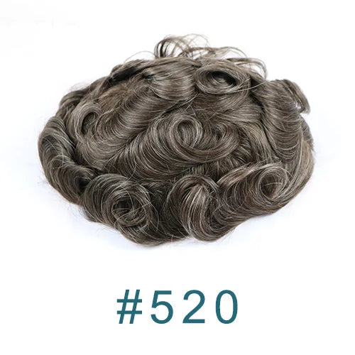 80%Density 0.02mm HD Poly Thin Skin Grey 220# 610# Invisible Natural Hairline Blonde Men Toupee Full Vioop Human Hair Prosthesis