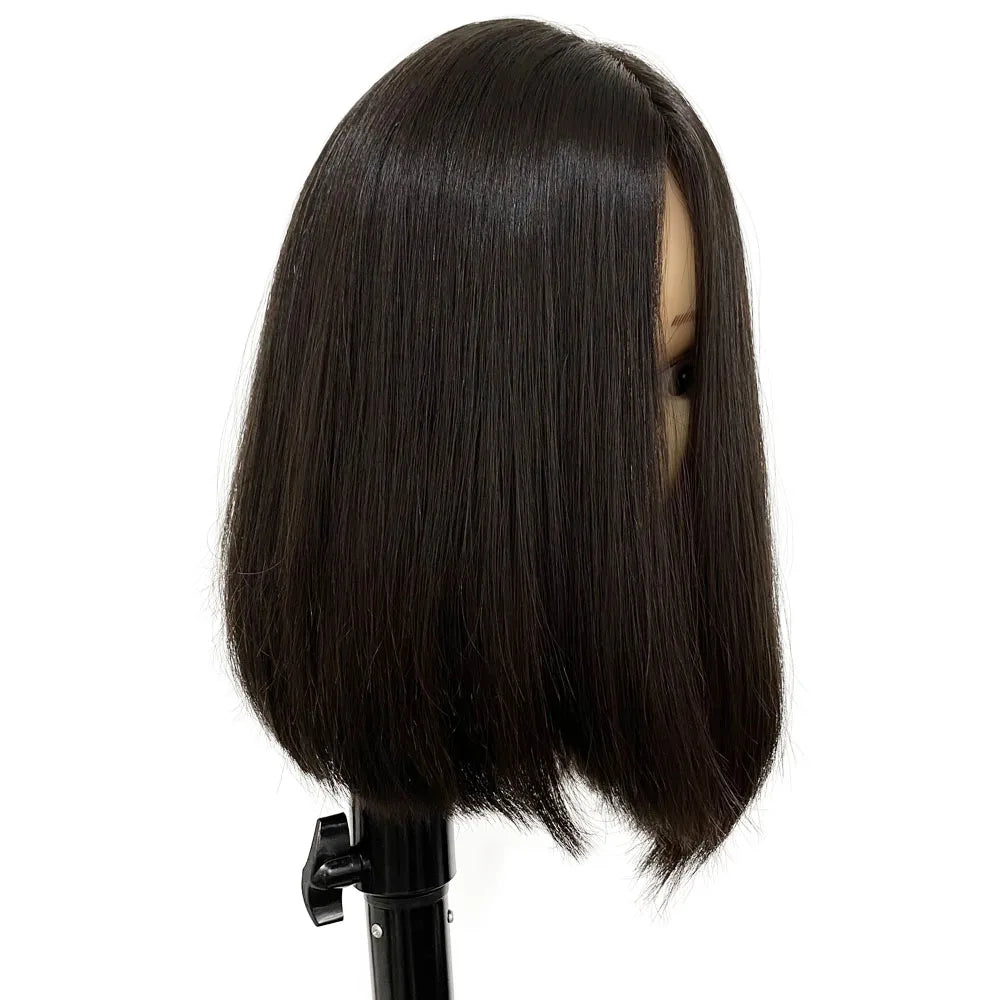 Virgin European Human Hair Jewish Wig Silk Top Straight Bob Wig Kosher Sheitel Same Hair Length Silk Top None Lace Wig For Women