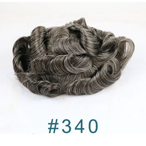 80%Density 0.02mm HD Poly Thin Skin Grey 220# 610# Invisible Natural Hairline Blonde Men Toupee Full Vioop Human Hair Prosthesis