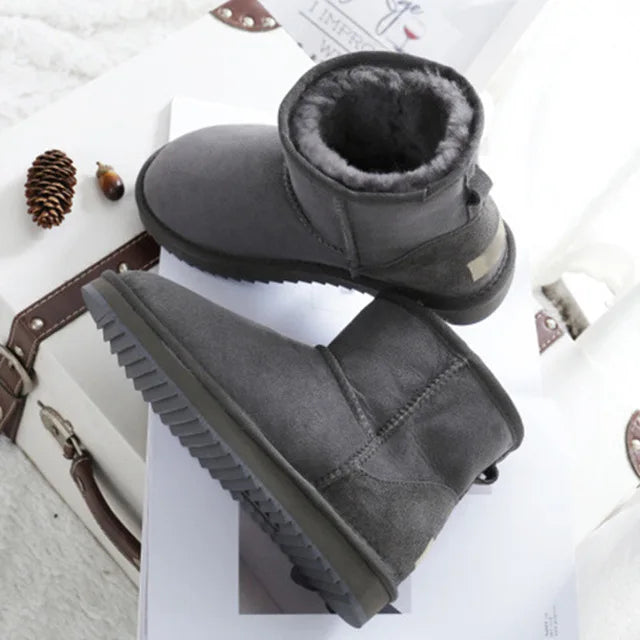 Snow Boots Women Waterproof Australia Winter Warm Shoes Non-slip Rubber Sole 100% Genuine Cowhide Leather Big Size Wholesale