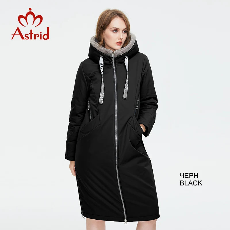 Astrid Women's winter parka Long Casual Hooded fur mink down Minimalist style jackets for women coat plus size parkas  AT-10089