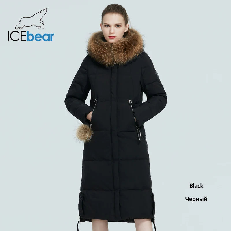 ICEbear 2023  winter women's coat  woman  jacket with fur collar windproof and warm parka fashion women's clothing GWD20263D