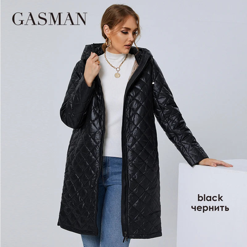 GASMAN 2022 Women's Autumn Winter jacket Fashion XL-5XL long High street parka Furry lining high quality Brand coat woman 81121