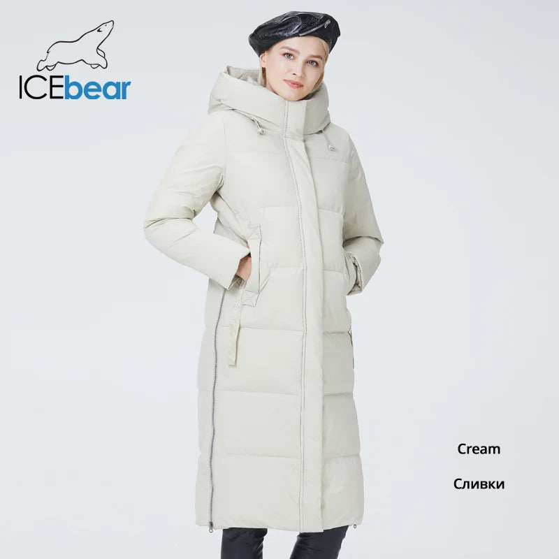 ICEbear-Long Hooded Jacket for Women, Fashionable Clothing, Winter Coat, GWD22580D, 2023 New