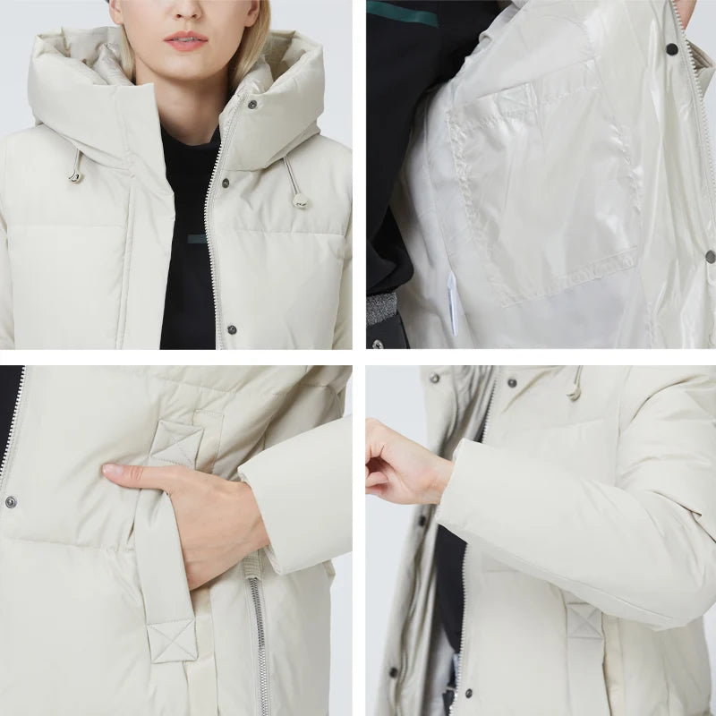 ICEbear-Long Hooded Jacket for Women, Fashionable Clothing, Winter Coat, GWD22580D, 2023 New