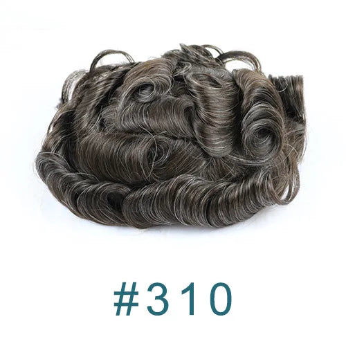 80%Density 0.02mm HD Poly Thin Skin Grey 220# 610# Invisible Natural Hairline Blonde Men Toupee Full Vioop Human Hair Prosthesis