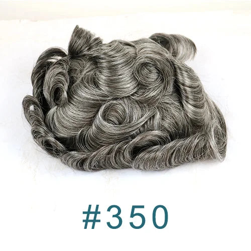 80%Density 0.02mm HD Poly Thin Skin Grey 220# 610# Invisible Natural Hairline Blonde Men Toupee Full Vioop Human Hair Prosthesis