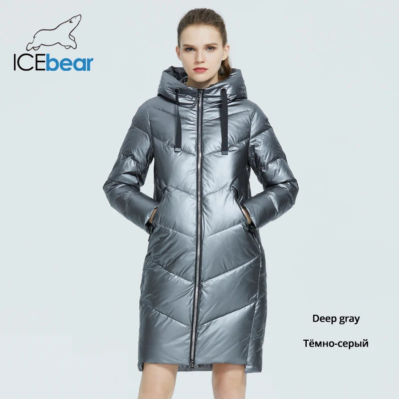 ICEbear 2023 new hooded winter women's  jacket fashion casual slim long warm cotton coat brand ladies parkas GWD20302D