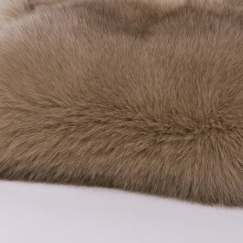 YOLOAgain Women Solid Natural Fox Fur Sexy Bikini Set Bra Detachable