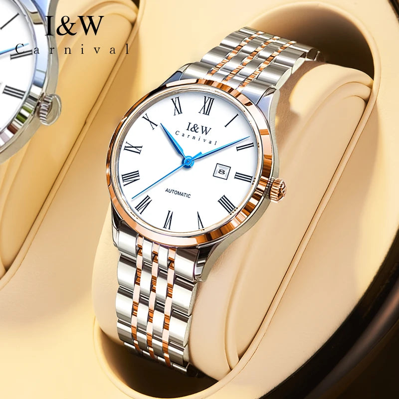 I&W Luxury Mechanical Watches for Woman Stainless Steel Ladies Automatic Watch Japan Movement Calendar Sapphire Watch Women 2025