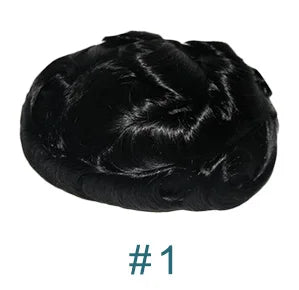 80%Density 0.02mm HD Poly Thin Skin Grey 220# 610# Invisible Natural Hairline Blonde Men Toupee Full Vioop Human Hair Prosthesis