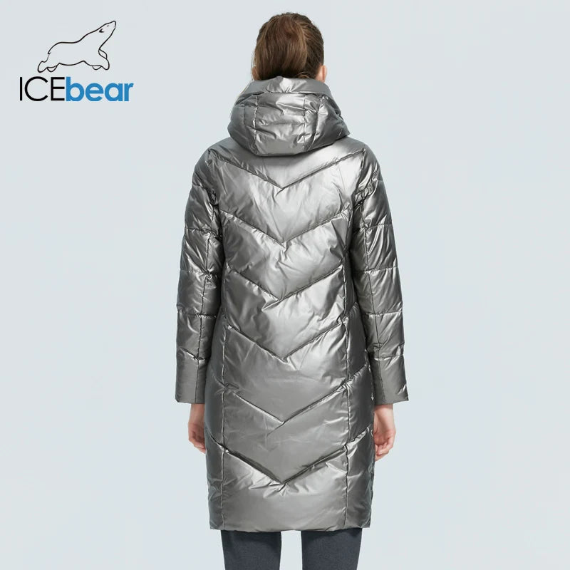 ICEbear 2023 new hooded winter women's  jacket fashion casual slim long warm cotton coat brand ladies parkas GWD20302D