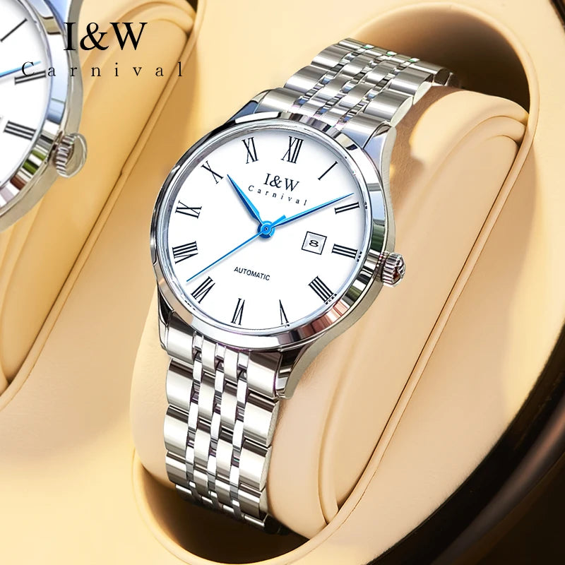 I&W Luxury Mechanical Watches for Woman Stainless Steel Ladies Automatic Watch Japan Movement Calendar Sapphire Watch Women 2025