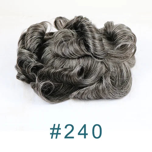 80%Density 0.02mm HD Poly Thin Skin Grey 220# 610# Invisible Natural Hairline Blonde Men Toupee Full Vioop Human Hair Prosthesis