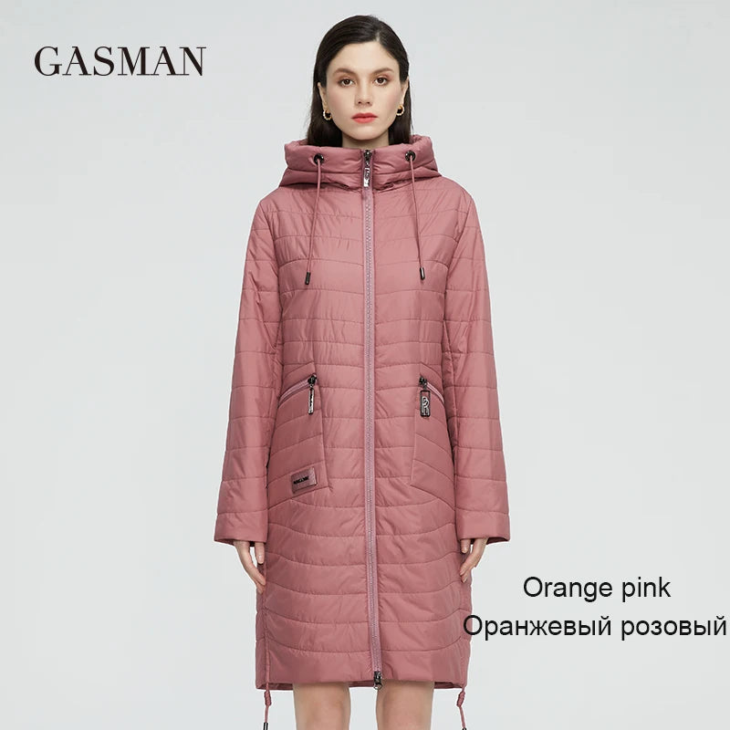 GASMAN 2022 Spring Autumn Jacket Women fashion casual long parka coat padded female stand-up Collar hooded ladies jackets 81858