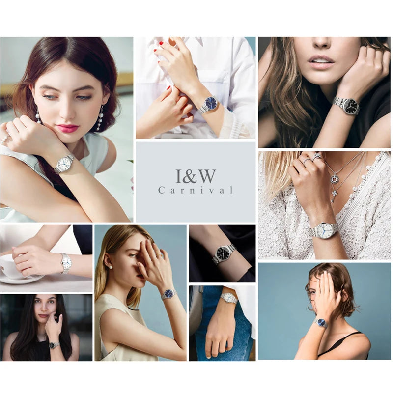 I&W Luxury Mechanical Watches for Woman Stainless Steel Ladies Automatic Watch Japan Movement Calendar Sapphire Watch Women 2025