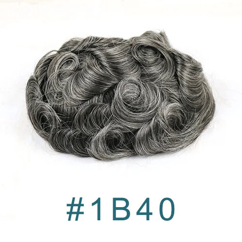 80%Density 0.02mm HD Poly Thin Skin Grey 220# 610# Invisible Natural Hairline Blonde Men Toupee Full Vioop Human Hair Prosthesis