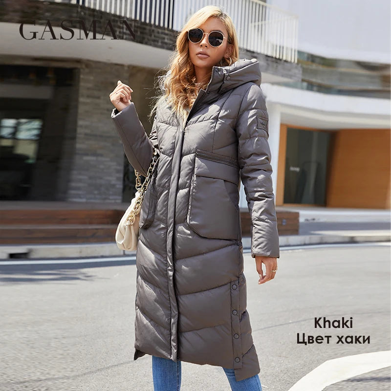 GASMAN 2022 Women's winter jacket fashion long Big pocket Coat women brand high-quality parka windproof warm down jackets 21362