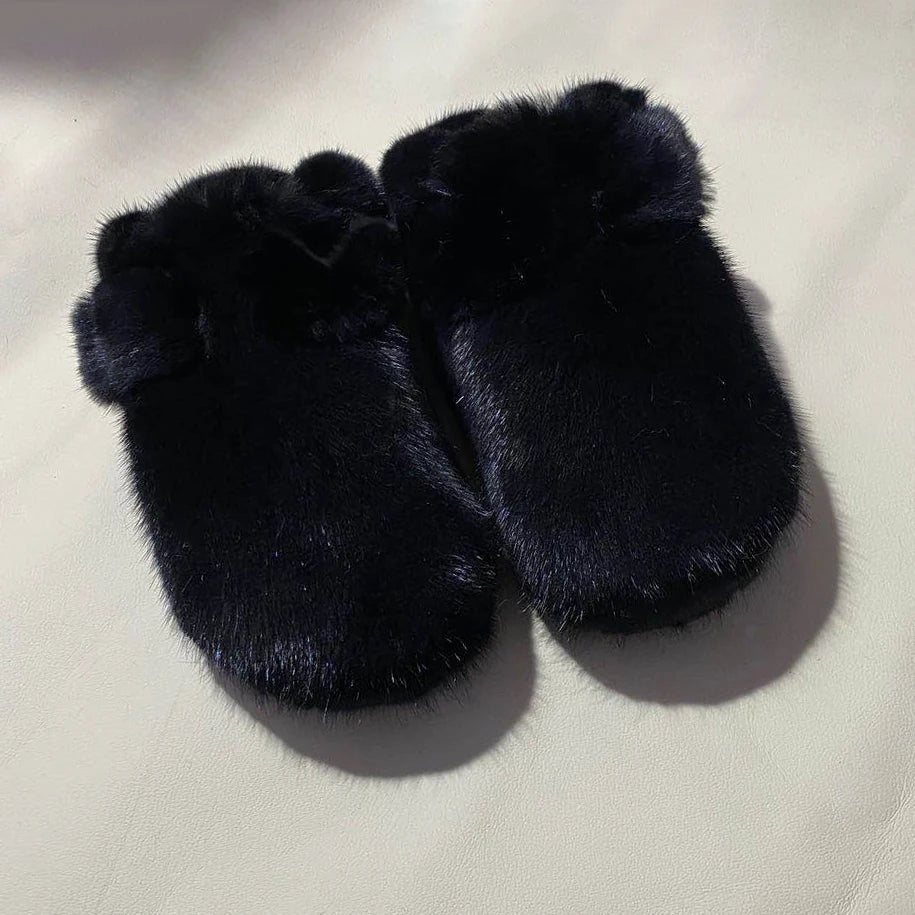 Women's High-end Fur Baotou Slippers Winter Comfort And Warmth Luxury Mink Fur Flats Indoor Slip-on Slippers For Lazy People