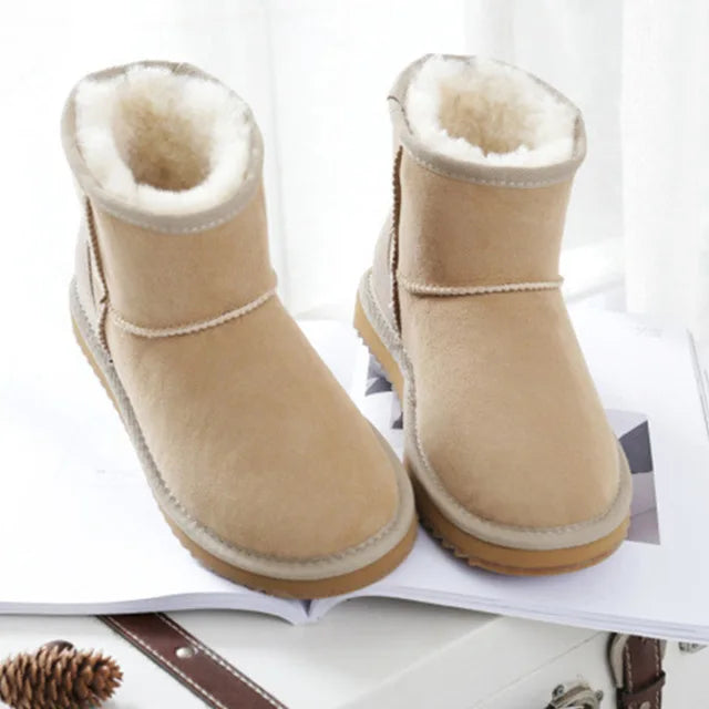 Snow Boots Women Waterproof Australia Winter Warm Shoes Non-slip Rubber Sole 100% Genuine Cowhide Leather Big Size Wholesale
